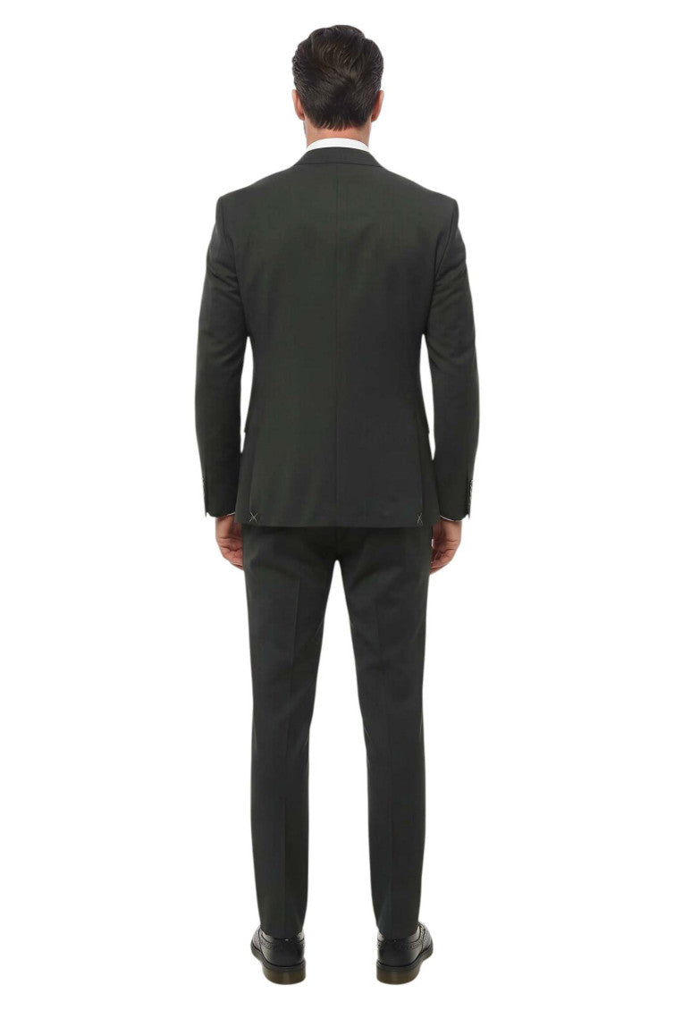 Dark Green Peaked Lapel Suit 2