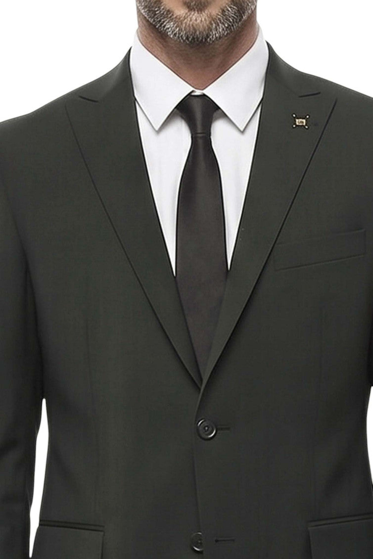Dark Green Peaked Lapel Suit 4