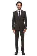Dark Brown Notched Lapel Suit 1