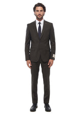 Dark Brown Notched Lapel Suit 1