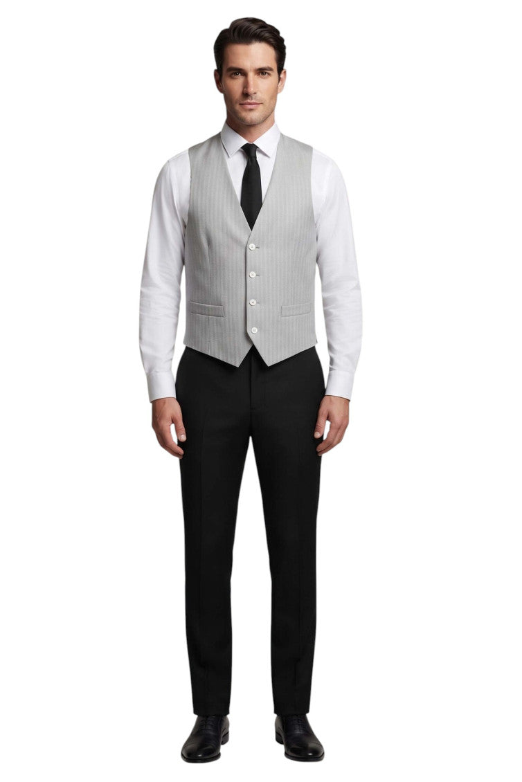 Ash Grey Textured Waistcoat 3