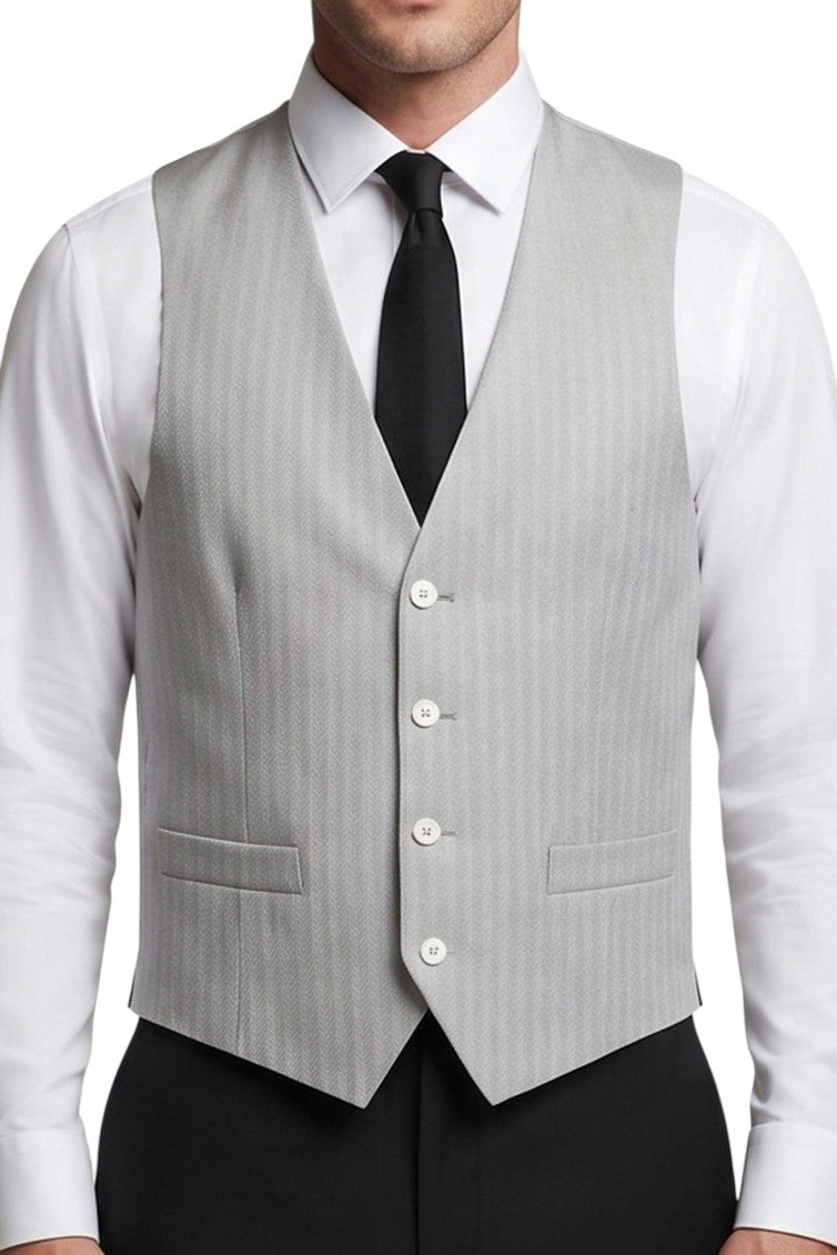 Ash Grey Textured Waistcoat 4