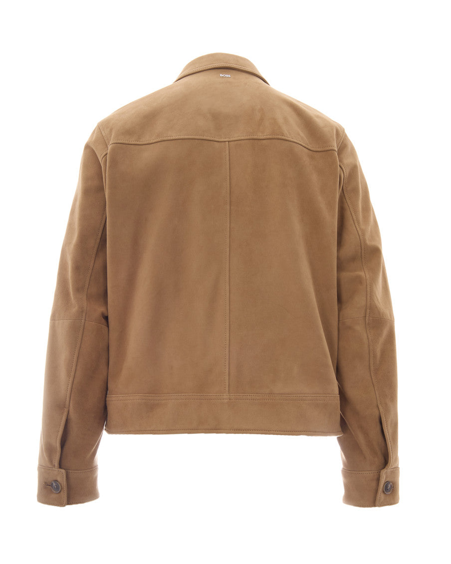 Brown Solid Shirt Collar Jacket 2