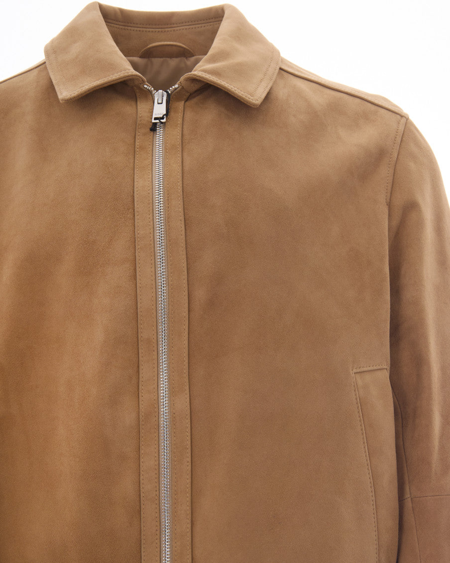 Brown Solid Shirt Collar Jacket 3