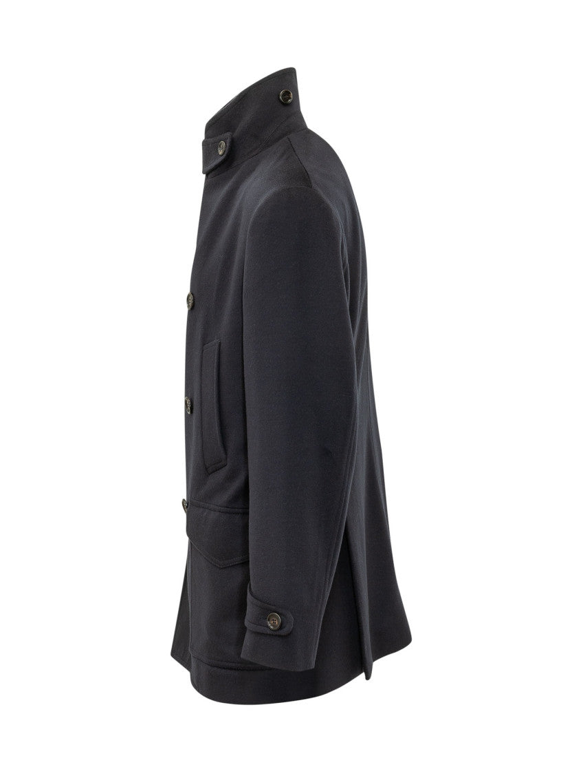 Dark Navy Double Breasted Coat 3