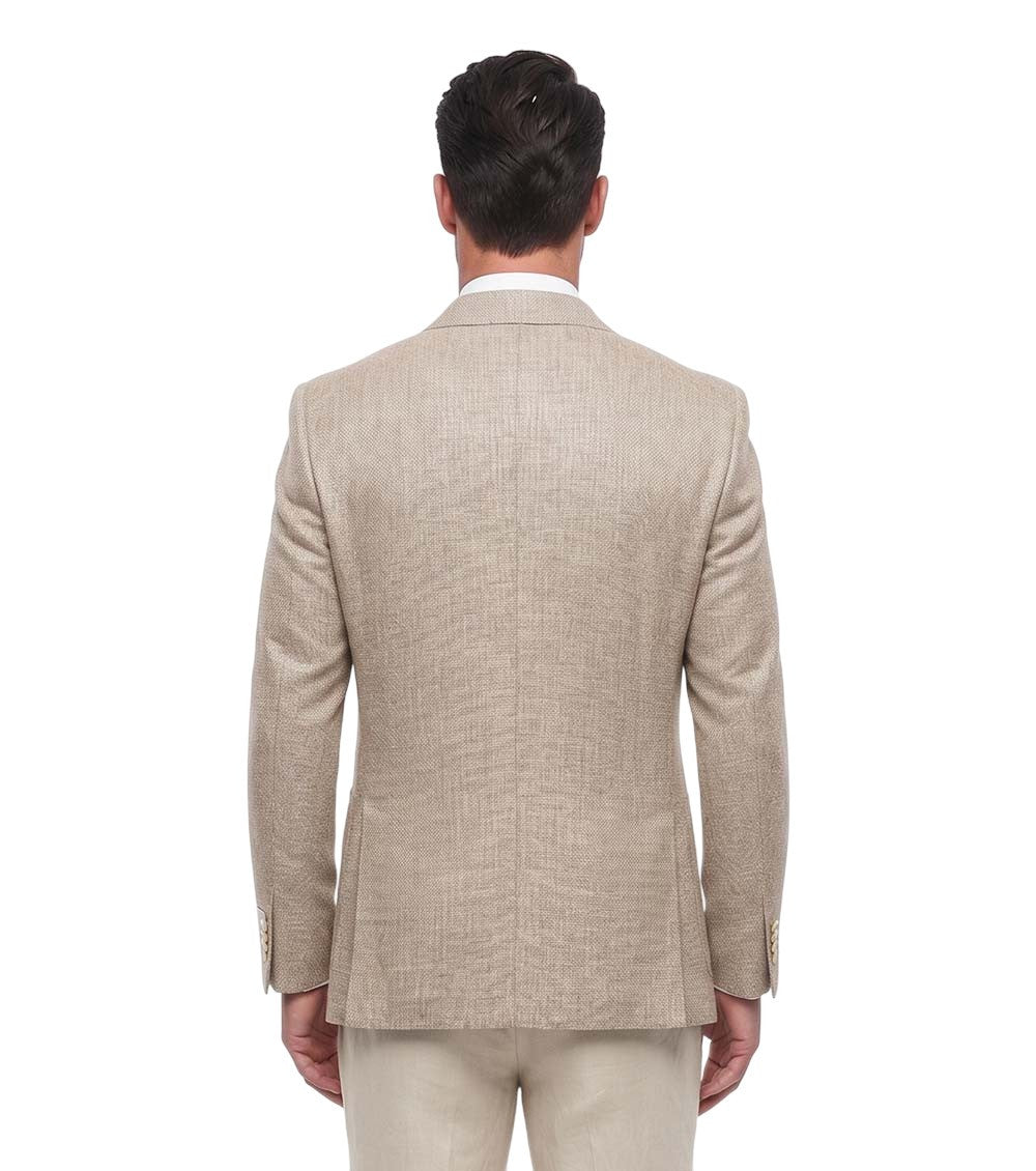 Beige Notched Lapel Blazer 2