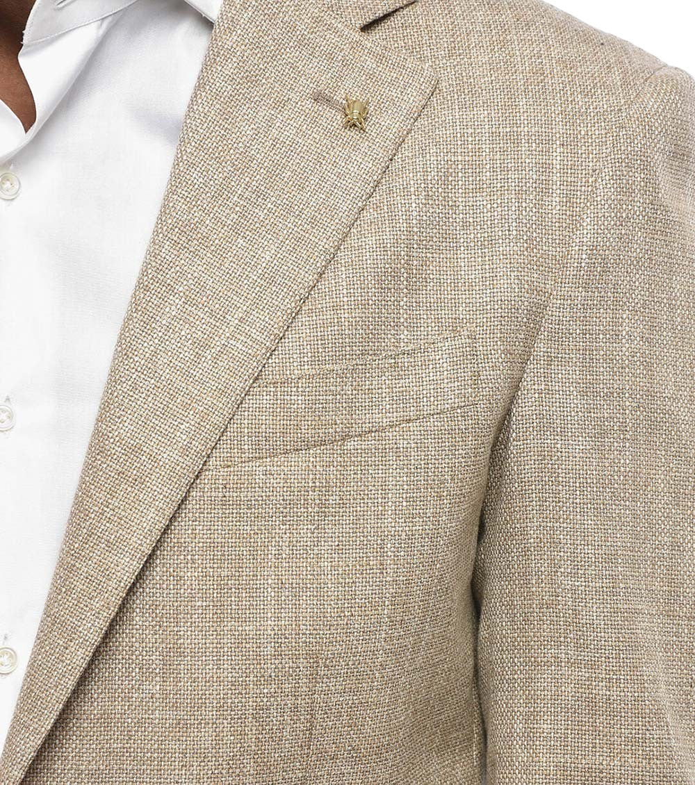 Beige Notched Lapel Blazer 4