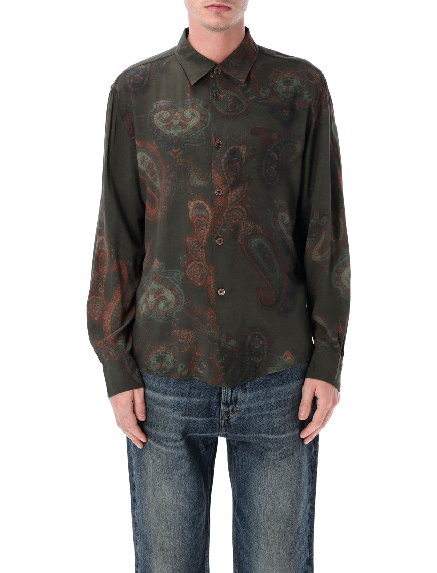 Green Paisley Print Shirt 1