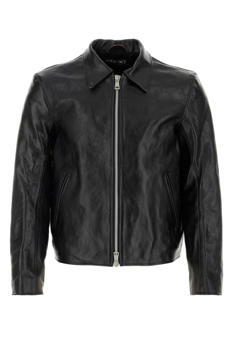 Black Solid Shirt Collar Jacket 1