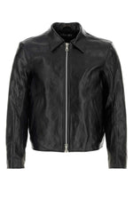 Black Solid Shirt Collar Jacket 1