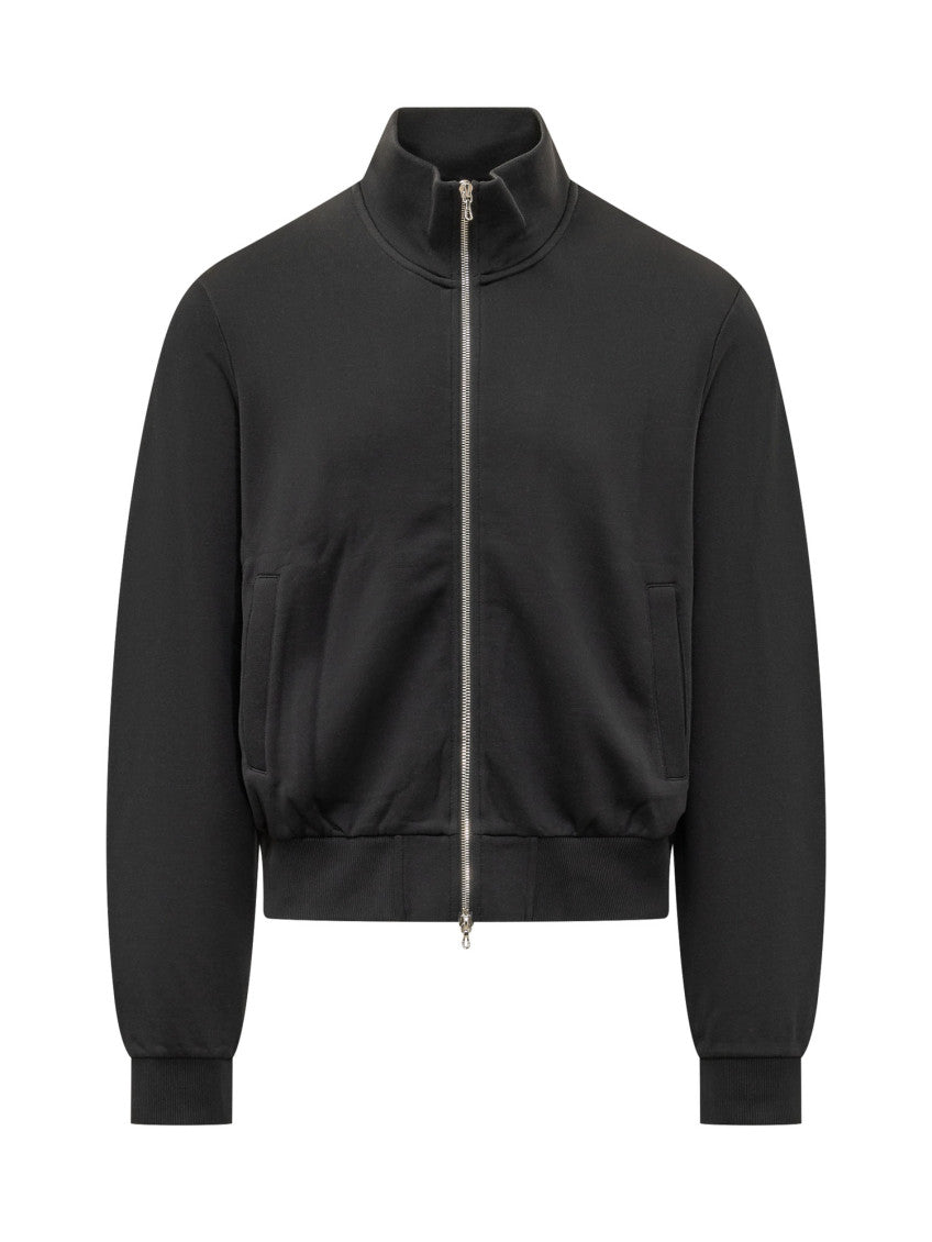 Black Solid Mock Collar Jacket 1