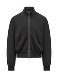 Black Solid Mock Collar Jacket 1