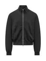 Black Solid Mock Collar Jacket 1