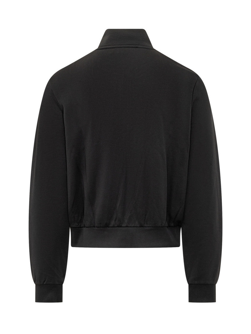Black Solid Mock Collar Jacket 2
