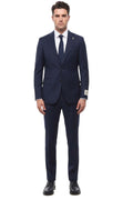 Navy Blue Notched Lapel Suit 1