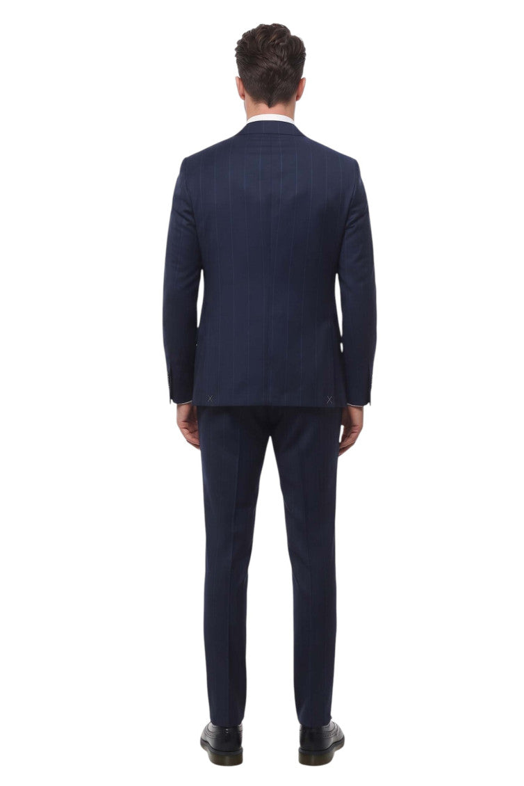 Navy Blue Notched Lapel Suit 2