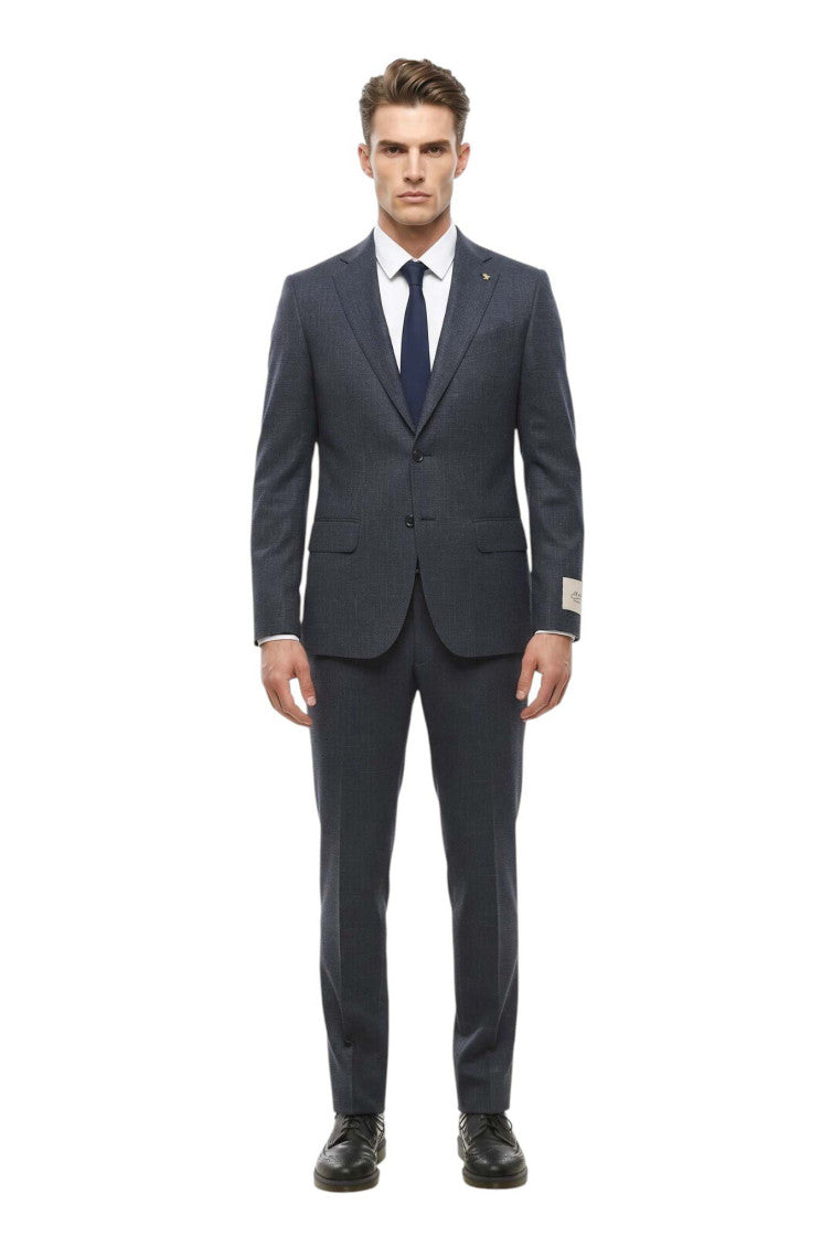Blue Notched Lapel Suit 1