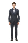 Blue Notched Lapel Suit 1