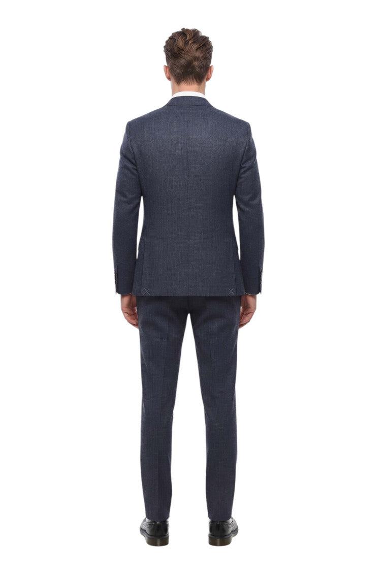 Blue Notched Lapel Suit 2