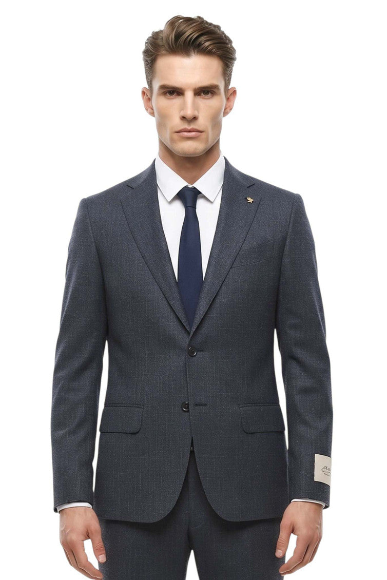 Blue Notched Lapel Suit 3