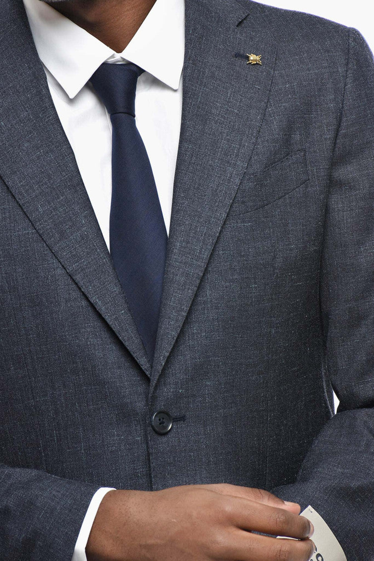 Blue Notched Lapel Suit 4