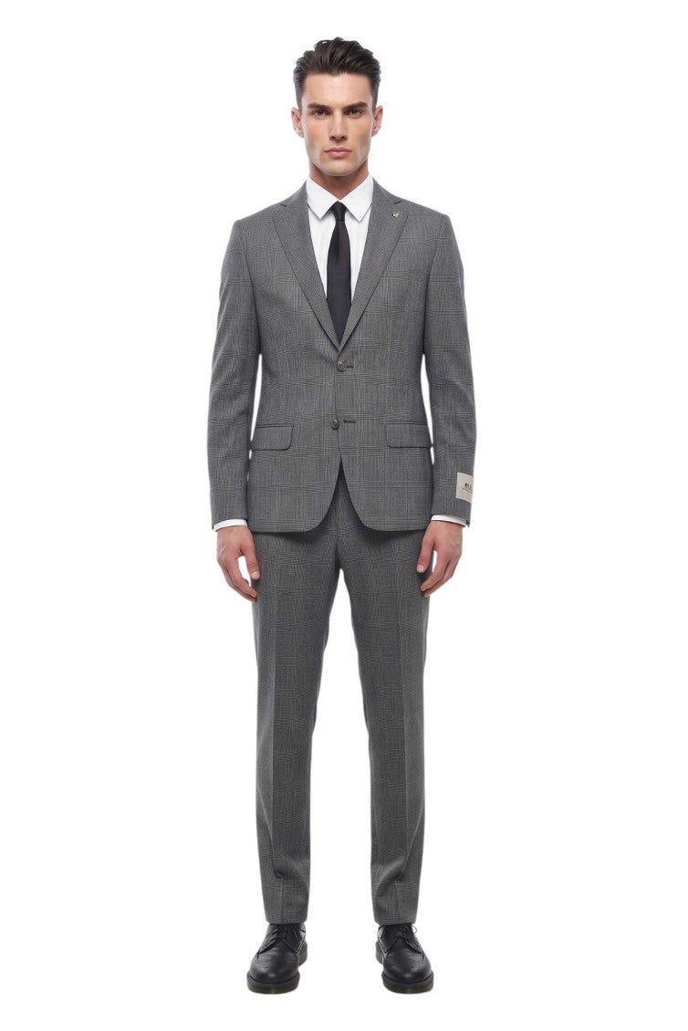Grey Notched Lapel Suit 1