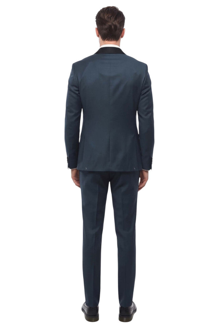 Navy Blue Shawl Lapel Suit 2