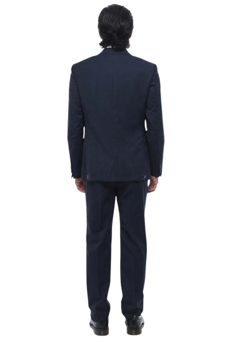 Navy Blue Notched Lapel Suit 2