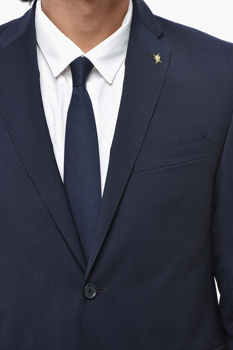 Navy Blue Notched Lapel Suit 4