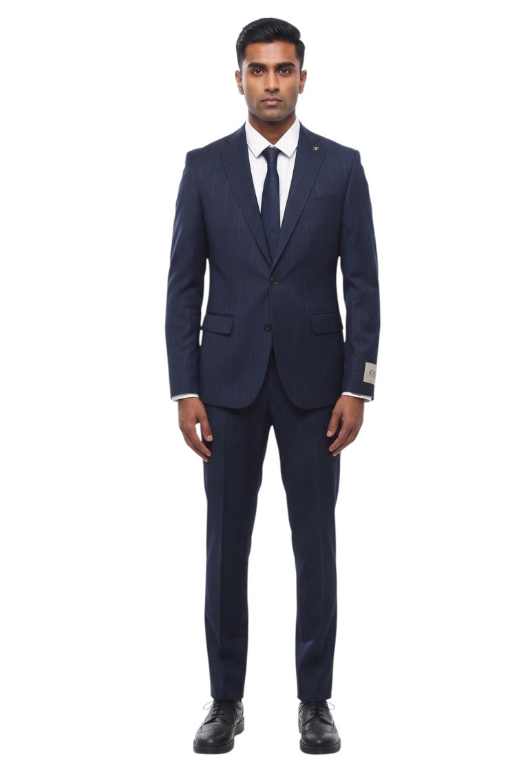 Navy Blue Stripes Suit 1