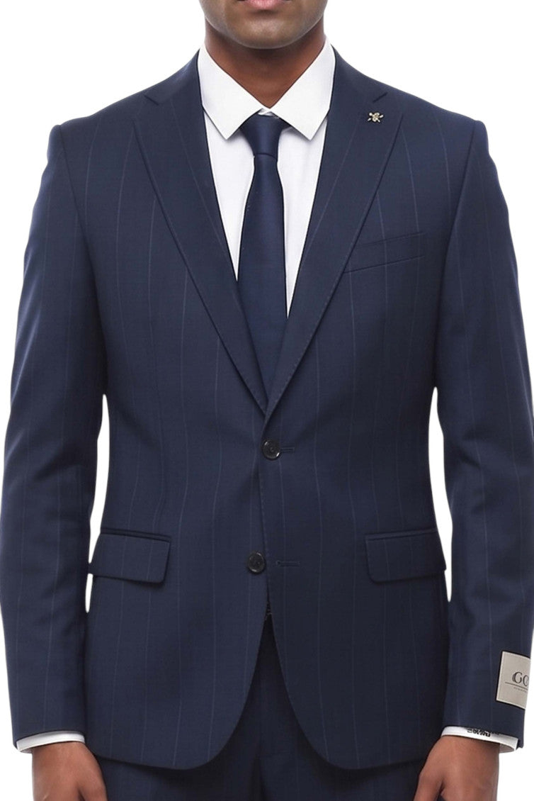Navy Blue Stripes Suit 3