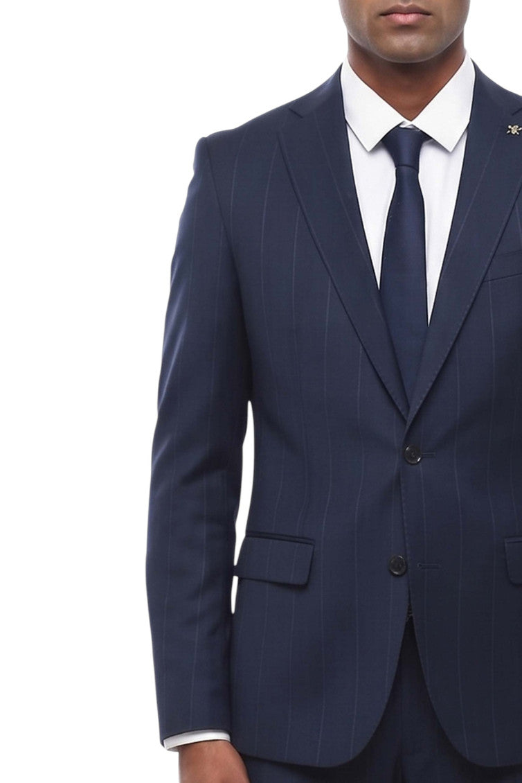 Navy Blue Stripes Suit 4