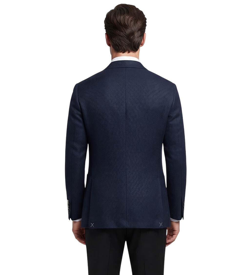 Navy Blue Notched Lapel Blazer 2