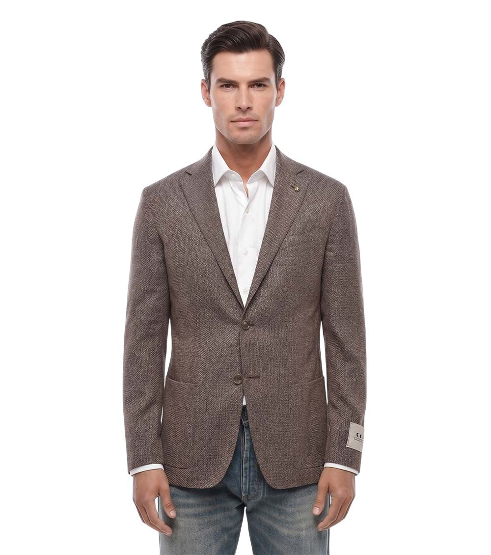 Brown Notched Lapel Blazer 1