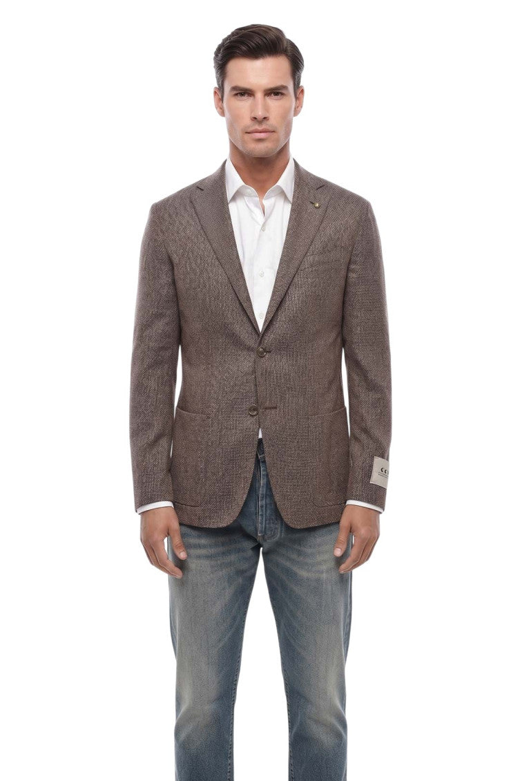 Brown Notched Lapel Blazer 3
