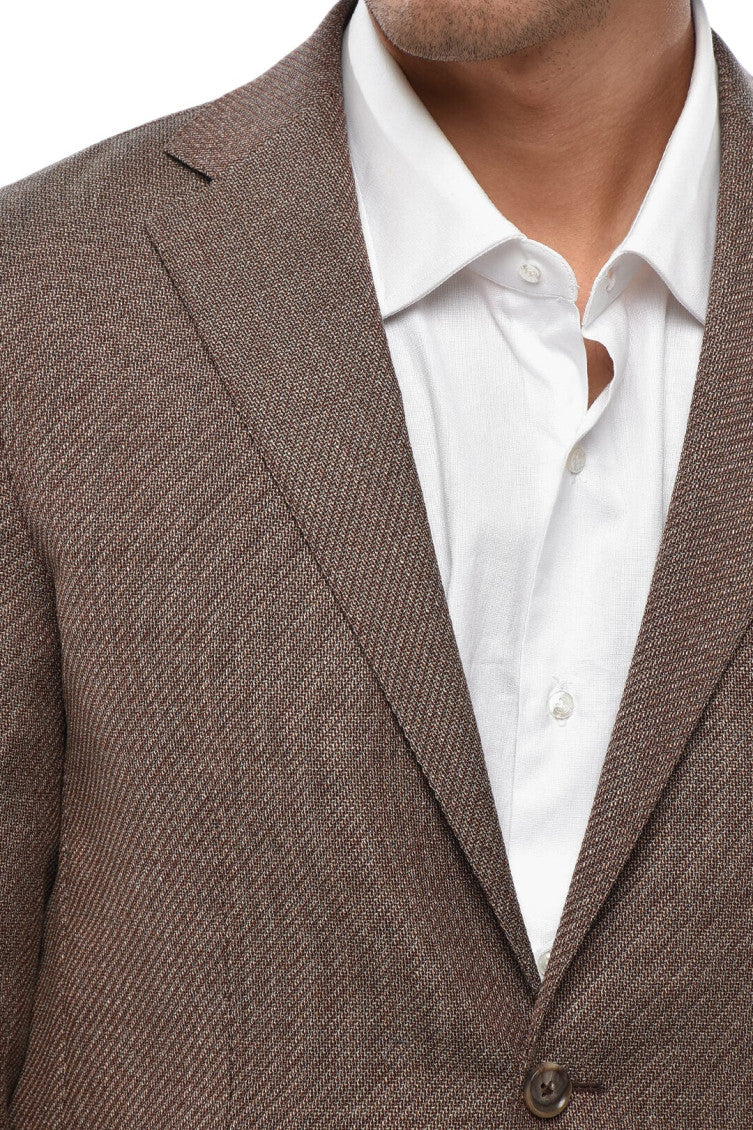 Brown Notched Lapel Blazer 4