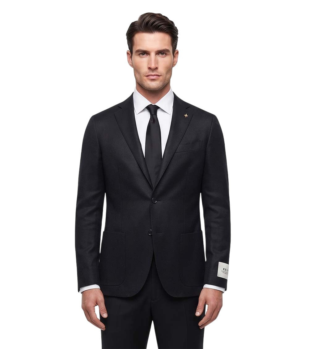 Black Notched Lapel Blazer 1