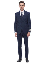 Navy Blue Notched Lapel Suit 1