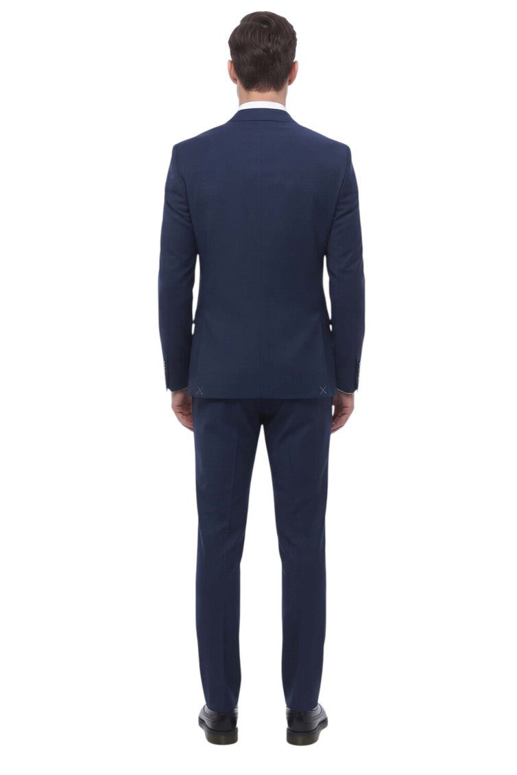 Navy Blue Notched Lapel Suit 2