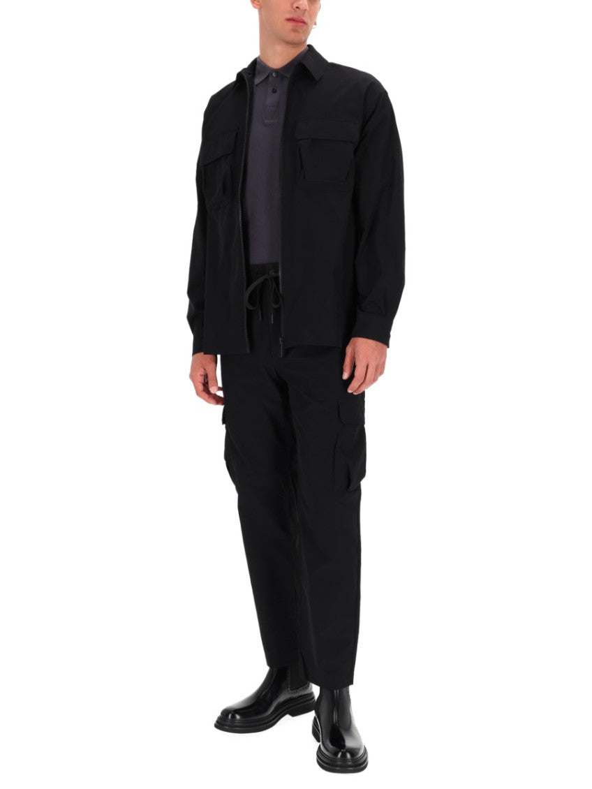 Black Solid Zip Up Shirt 2