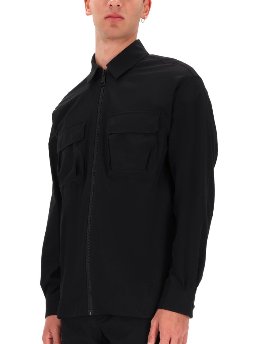 Black Solid Zip Up Shirt 3