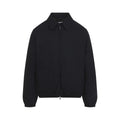 Black Solid Shirt Collar Jacket 1