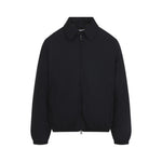 Black Solid Shirt Collar Jacket 1