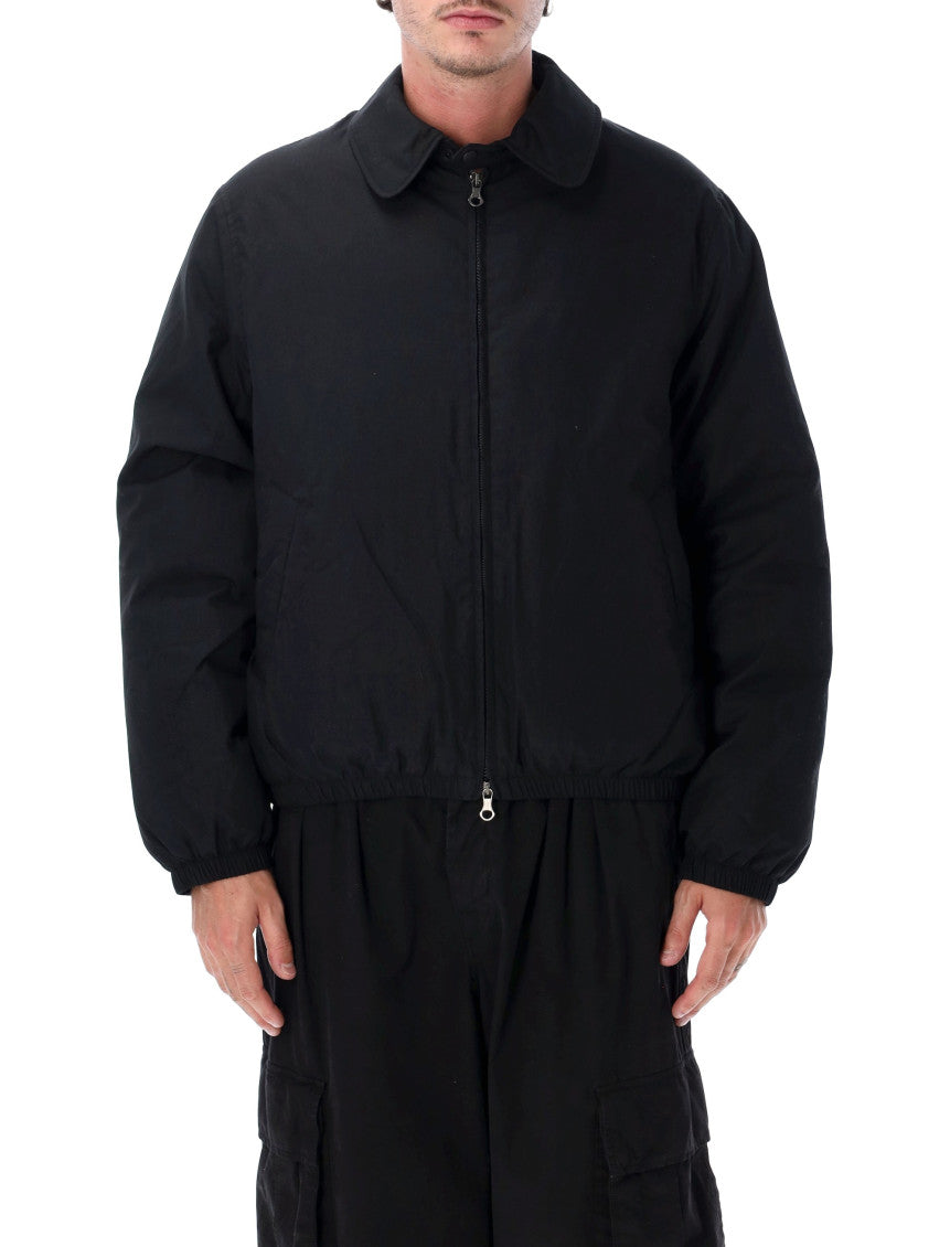 Black Solid Shirt Collar Jacket 2