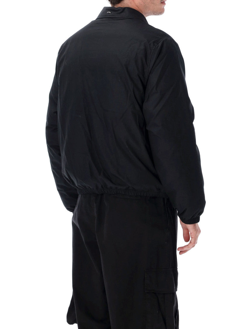 Black Solid Shirt Collar Jacket 3