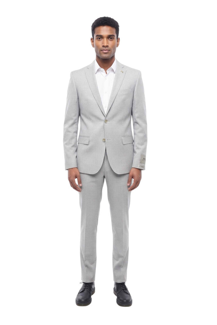 Light Grey Notched Lapel Suit 1