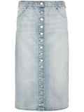 Blue Solid Midi Skirt 1