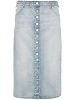 Blue Solid Midi Skirt 1