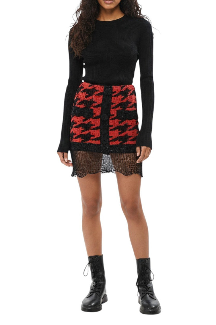Red Houndstooth Mini Skirt 1