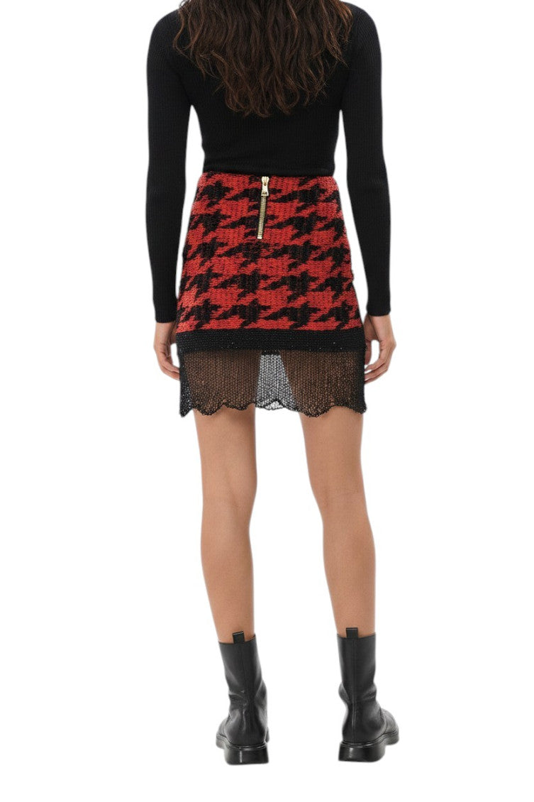 Red Houndstooth Mini Skirt 2